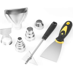 imageHeat Gun Nozzles Kit SEEKONE Hot Air Gun Attachments 7 Pieces Stainless Steel Accessories Air Outlet Diameter 35mm  1377inch