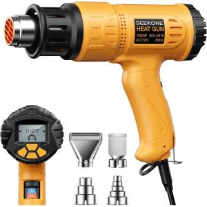 imageHeat Gun SEEKONE 1800W Hot Air Gun Kit with Large Digital LCD Display Variable Temperature 122F1112F Memory Settings and 4 Nozzles for Paint RemoverStripper Home ImprovementRestoration