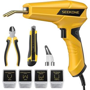 imageSEEKONE 100W Plastic Welder Upgraded Hot Stapler Gun Plastic Welding Kit with Pliers Knife 400pcs FlatOuter CornerInner CornerWave Welding Nails for BumperKayakPlastic Products Repair