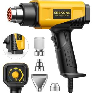 imageSEEKONE 1800W Heat Gun Compact Design Heavy Duty Hot Air Gun 122120250 650Variable Temperature Control for 2 Speed Settings with 4 Nozzels for Crafts Vinyl Wrap Shrink Tubing