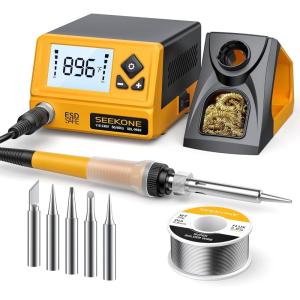 imageSEEKONE 60W Soldering Station 356F  896F180  480Soldering Iron Station with 5 Extra Iron Tips ESD Safe 3 Preset Channels CF Conversion Auto Sleep Calibration Support ampamp Poweron MemorySDL9961