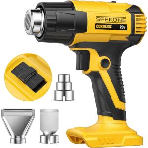 imageSEEKONE Cordless Heat Gun for Dewalt 20V Battery Dual Temperature Settings 1022 and 572 Fast Heating Hot Air Gun with 3 Nozzles for Shrink Tubing Vinyl Wrap Crafting Battery is Not Included