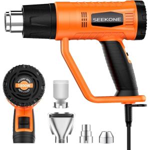 imageSEEKONE Heat Gun 1800W Heavy Duty Fast Heat Hot Air Gun Kit with 752ampamp1112400600 DualTemperature Settings and 4 Nozzles with Overheat Protection for Crafts Shrinking PVC Stripping Paint