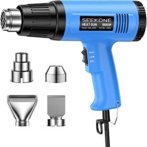 imageSEEKONE Heat Gun 1800W Heavy Duty Hot Air Gun Kit Dualtemperature Setting 572ampamp1112 Hot Heat Gun with Overheat Protection 4 Nozzles Included for Shrinking PVC Stripping Paint Crafts 52ft
