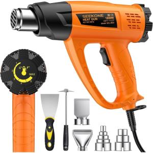 imageSEEKONE Heat Gun 1800W Heavy Duty Hot Air Gun Kit Variable Temp Control with 2Temp Settings 7 Accessories 140111260 600with Overheat Protection for Crafts Shrinking PVC Stripping Paint