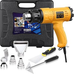 imageSEEKONE Heat Gun 1800W Heavy Duty Hot Air Gun Kit With Carry Case Variable Temperature Control 122111250 600 Overload Protection with 4 Nozzles for Crafts Shrinking PVC Stripping Paint