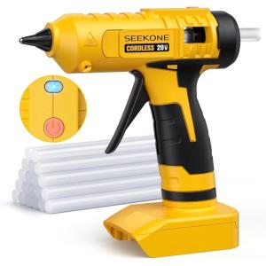 imageSEEKONE Hot Glue Gun 100W Cordless Hot Glue Gun for Dewalt 20V Battery Fast Preheating and Antidrip Full Size Glue Gun with 20pcs Glue Sticks for Crafts DIY Arts Home Repairs No Battery