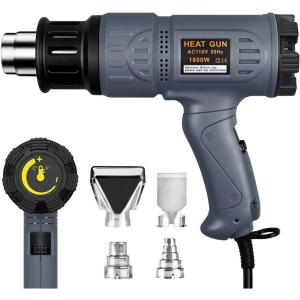 imageSEEKONE Industrial Heat Gun 1800W 122120250650 Variable Temperature Control with 2 Tempsettings Overheat Protection 4 Nozzle Attachments for Shrinking PVC Bending Pipe Removing Paint